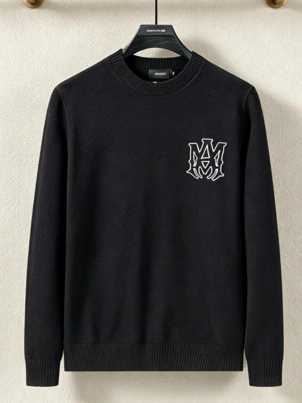 Amiri Black Monogram Embroidered Crewneck Sweater